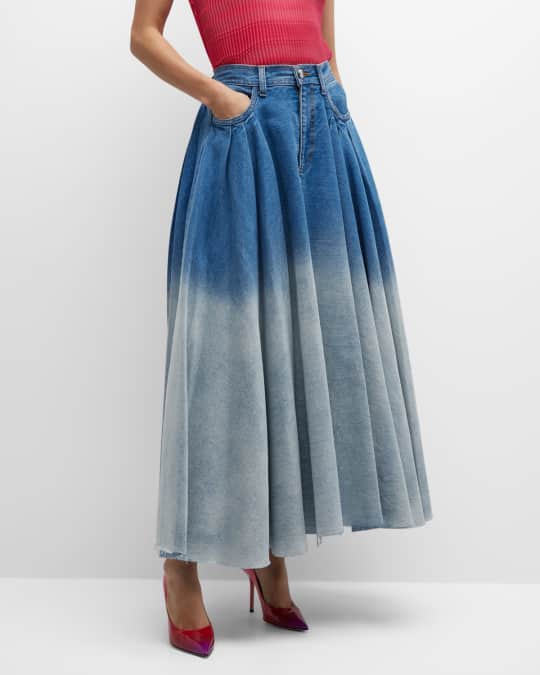 Pleated Denim Skirt