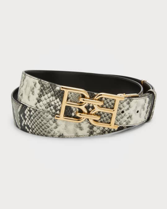 Bally Men s B Chain Snake Effect Leather Belt Neiman Marcus