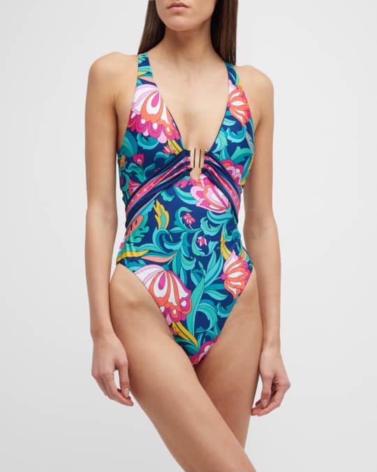 India Garden Asymmetric One Piece Swimsuit