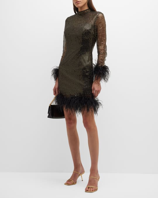 gathered mini dress Long Wide-Sleeve Draped Gathered Mini Dress
