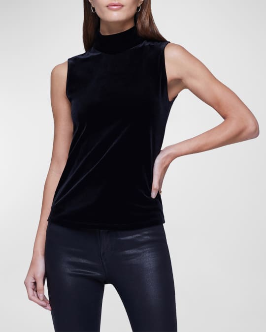 Velvet sleeveless turtleneck clearance