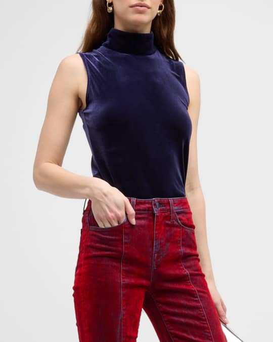 L Agence Carlissa Velvet Sleeveless Turtleneck Top Neiman Marcus