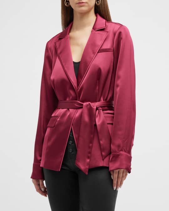 Satin belted blazer new arrivals