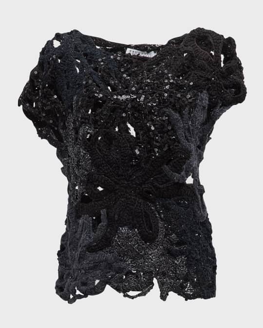 Brunello Cucinelli Woven Flowers Top