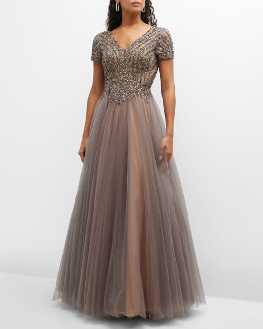 Basix embellished silk ball gown shop
