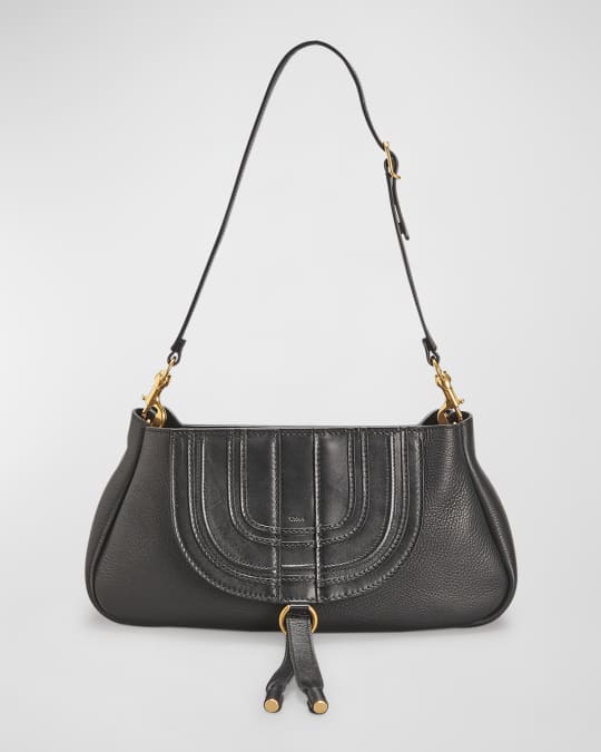 Marcie Medium Clutch Bag with Shoulder Strap in Grained Leather