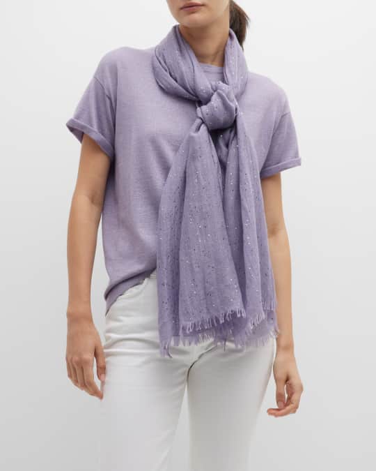 Brunello Cucinelli Cashmere Blend Scarf w/ Micro Paillettes