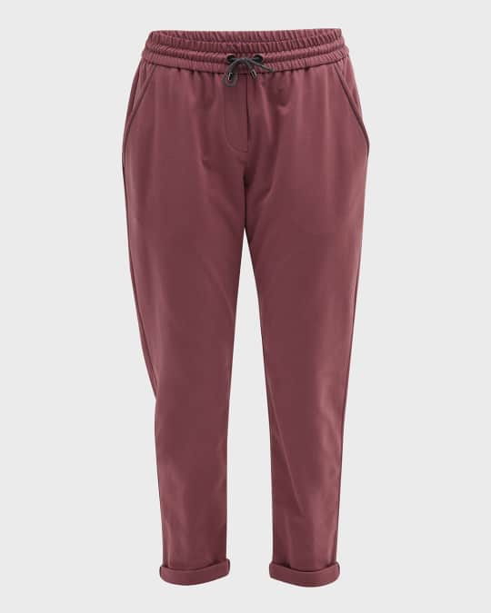 Brunello Cucinelli Monili Trim Roll Hem Pull On Cotton Felpa Sweatpants Neiman Marcus