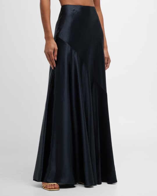 Pelli A-Line Satin Maxi Skirt