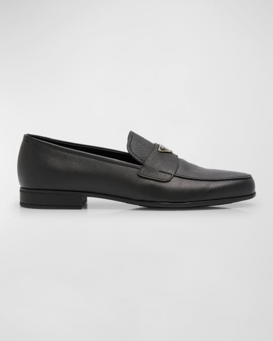 Prada Men's Triangle Logo Saffiano Leather Loafers | Neiman Marcus