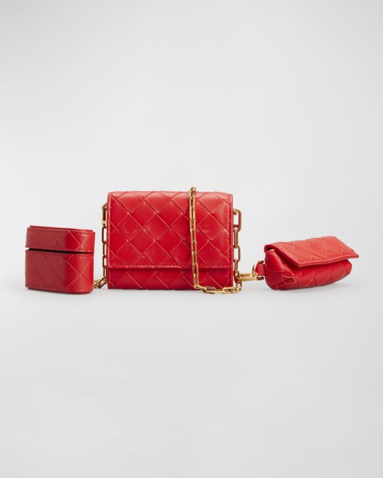 Bottega Veneta Intrecciato Card Case on Chain Neiman Marcus