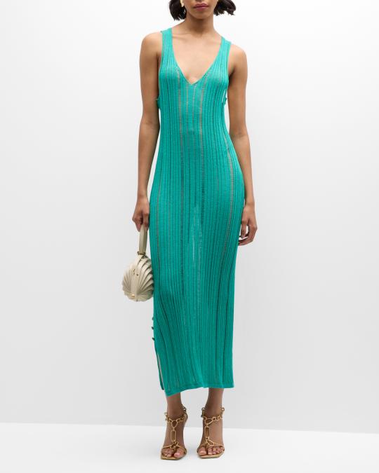 Cult Gaia Elsha Sheer Rib-Knit Dress | Neiman Marcus