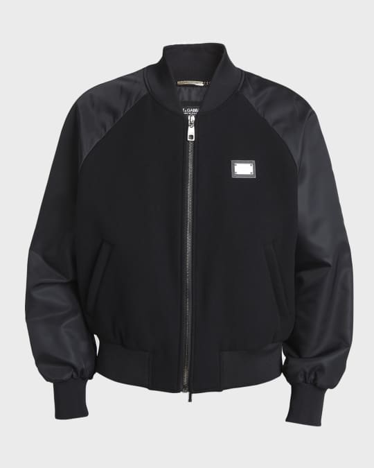 Men's Bomber Jacket with Logo Plaque
