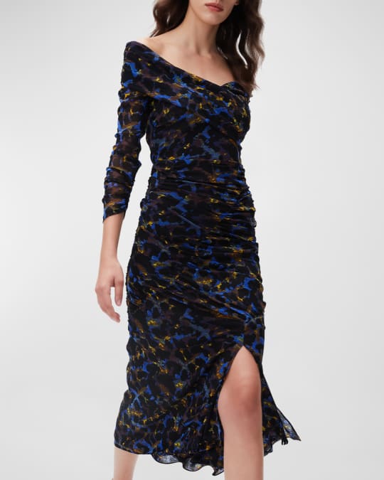 mesh leopard print dress Mesh Leopard Print Midi Dress
