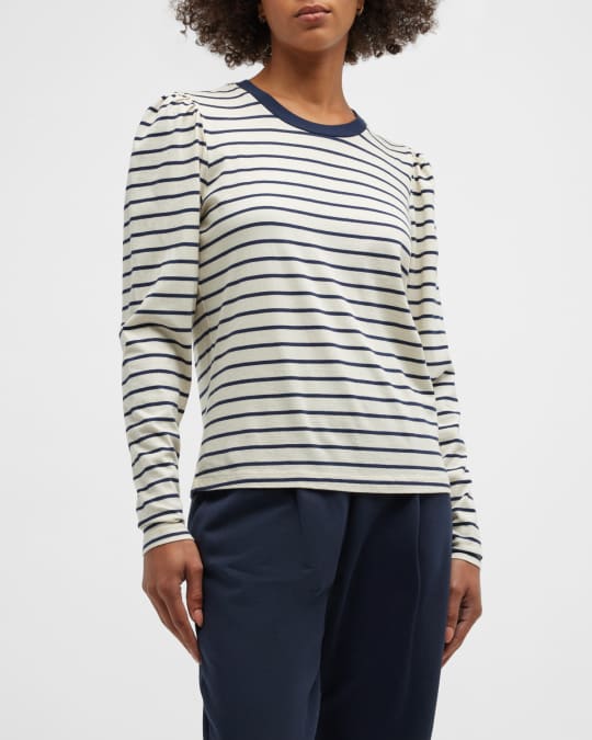 Sol Angeles Nautical Stripe Puff-Sleeve Shirt | Neiman Marcus