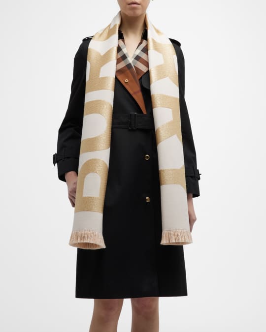 Burberry Silk Chiffon Tb Monogram Scarf in Natural