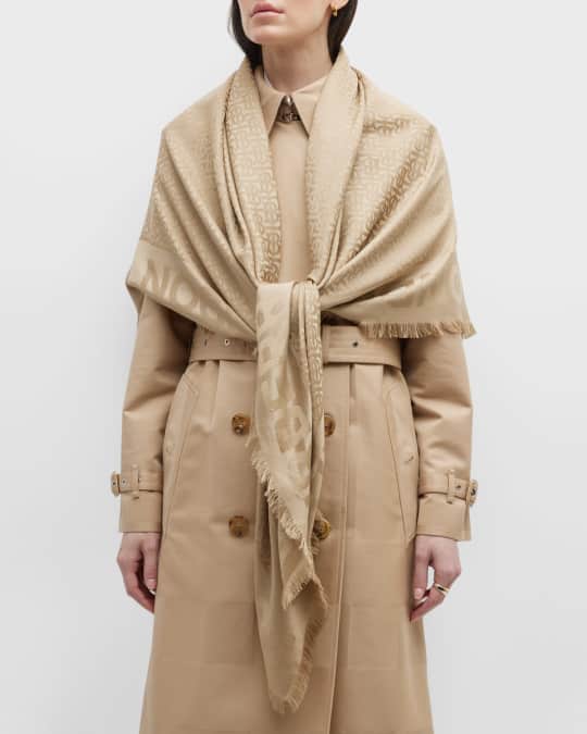 Louis Vuitton Women Giant Monogram Jacquard Wrap Coat in Camel