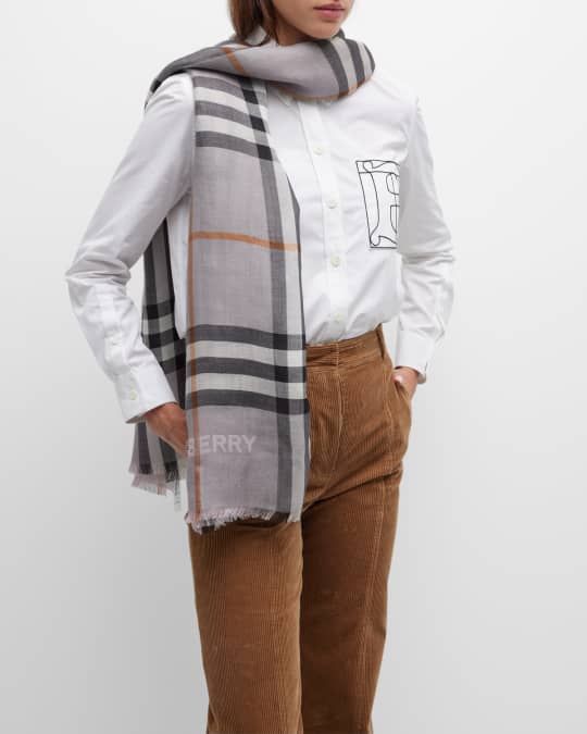 Burberry giant check wool silk scarf clearance