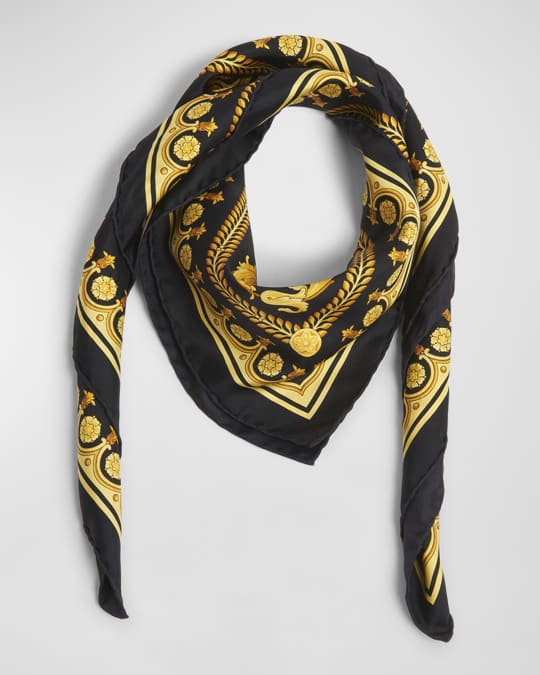 Versace Barocco Embellished Silk Scarf for Men