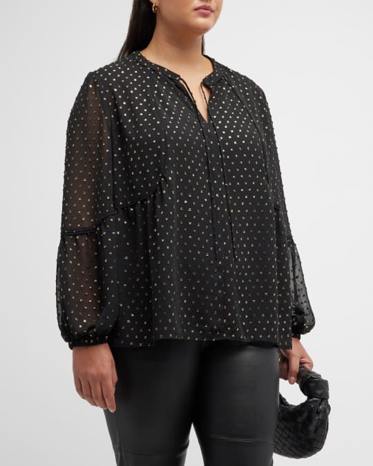Whitney Plus Size Metallic Swiss Dot Blouse Neiman Marcus
