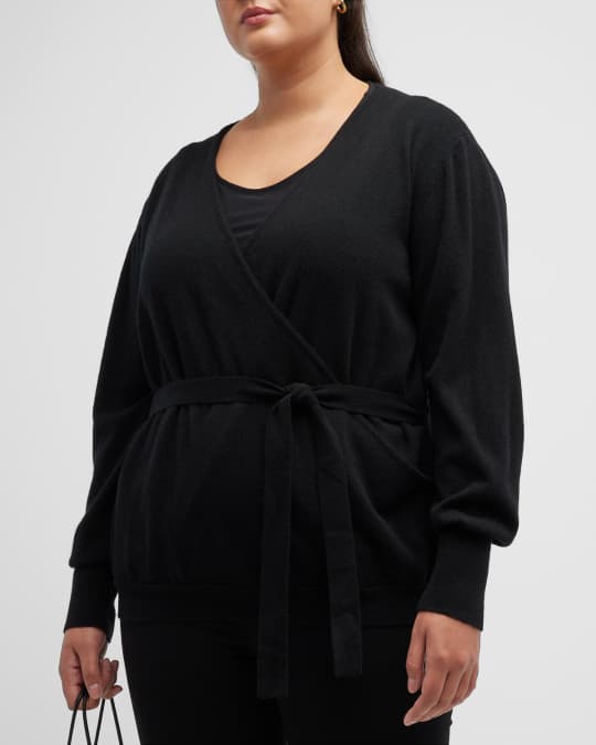 Whitney Morgan Plus Size Faux Wrap Cashmere Blend Cardigan