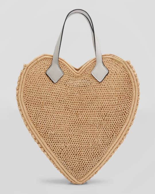 POOLSIDE The Big Heart Large Raffia Tote Bag Neiman Marcus