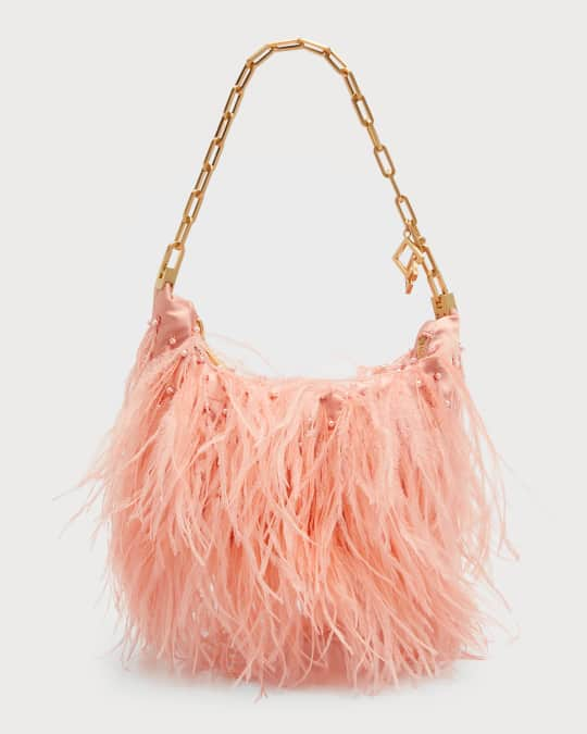 Ostrich Feather Shoulder Bag Pink