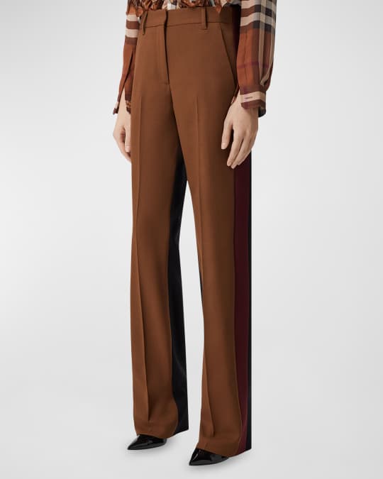 Burberry Lottie Colorblock Side-Stripe Straight-Leg Trousers