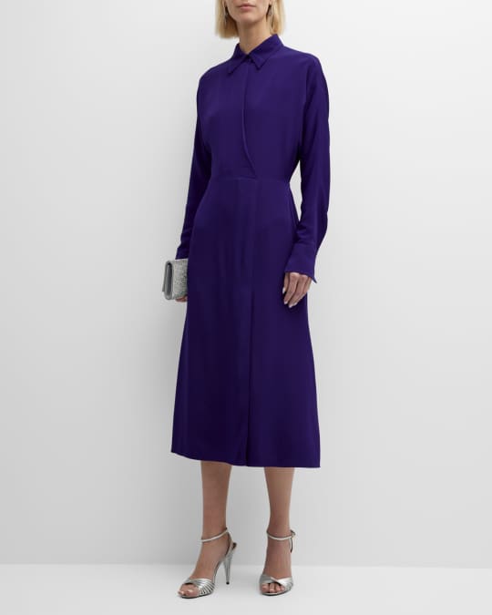 Victoria Beckham Wrap Front Keyhole Midi Dress | Neiman Marcus