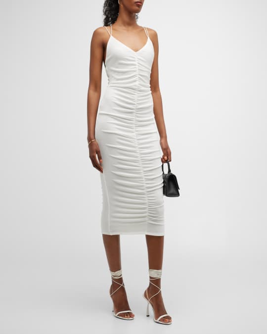 kim kardashian in bodycon dress Embellished Rhinestone Ruched Midi Dress main image 0