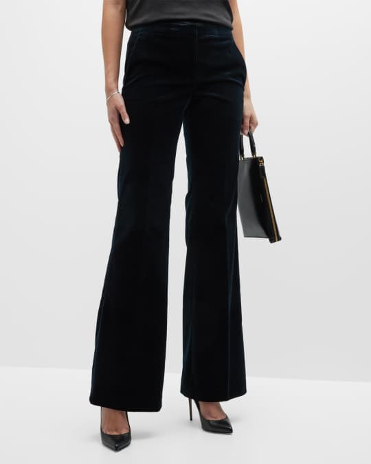 Demitria cotton-blend velvet flared pants