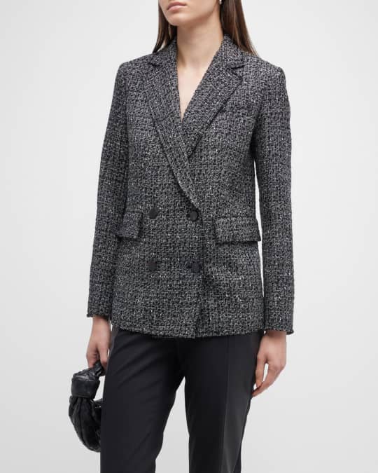 Theory Piazza Noelle Double-Breasted Tweed Jacket | Neiman Marcus