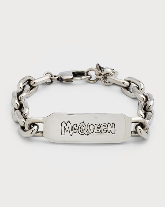 Alexander McQueen Men s Graffiti Logo Chain Bracelet Neiman Marcus