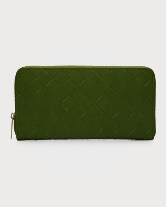 折りたたみ財布 BOTTEGA VENETA ZIP-AROUND WALLET IN EMBOSSED LEATHER Bottega Veneta® Men's Compact Zip Around Wallet in Black