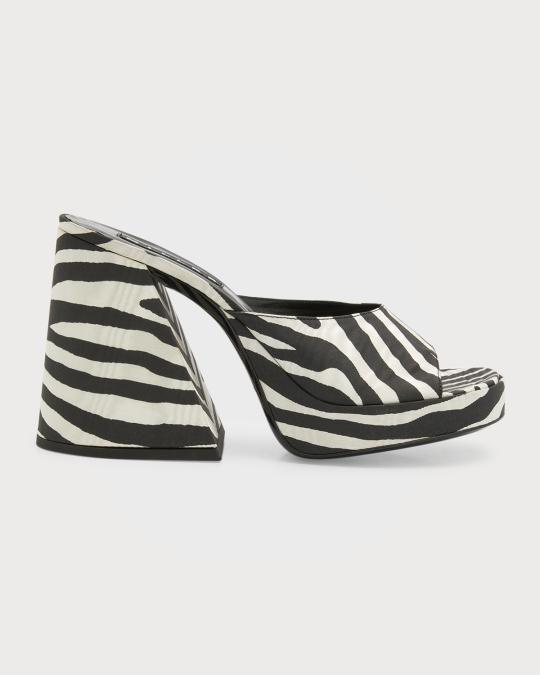 SIMONMILLER Slice Zebra Platform Mule Sandals | Neiman Marcus