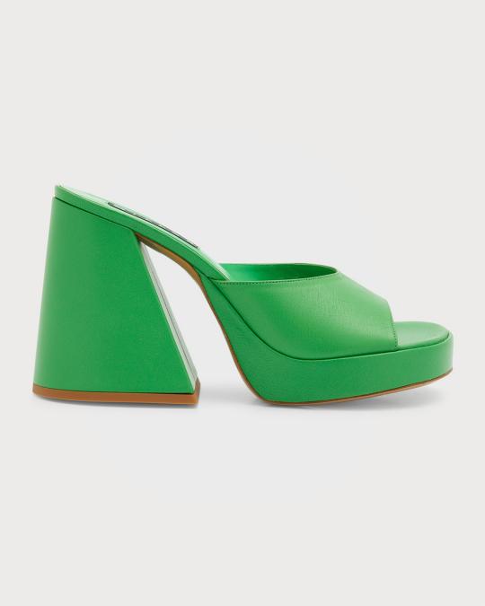 SIMONMILLER Slice Leather Platform Mule Sandals | Neiman Marcus