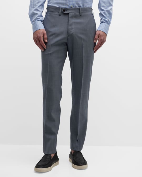 Emporio Armani Men s Flat Front Wool Trousers Neiman Marcus
