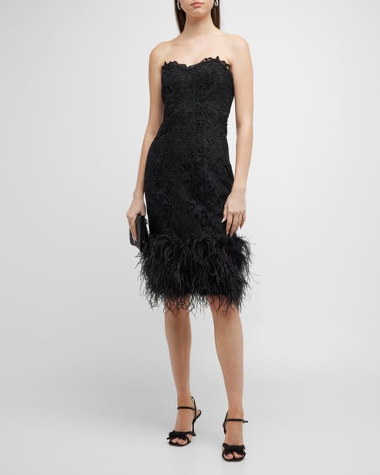 badgley mischka black lace dress Black Flared Sleeve Knitted Mini-Dress