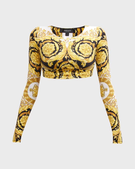 Versace Brocade Bra Top In White & Yellow