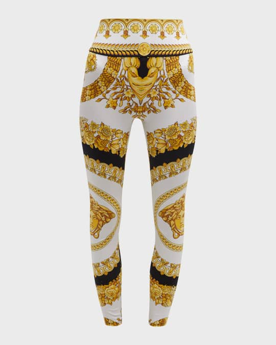 Kids Gold & Black Barocco Leggings by Versace