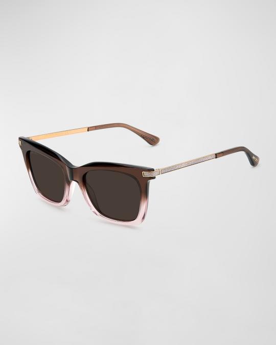 Jimmy Choo Oyes Glitter Rectangle Acetate Sunglasses  display picture 1