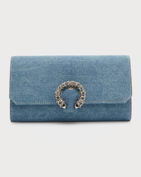 Jimmy Choo Buckle Denim Wallet with Chain | Neiman Marcus