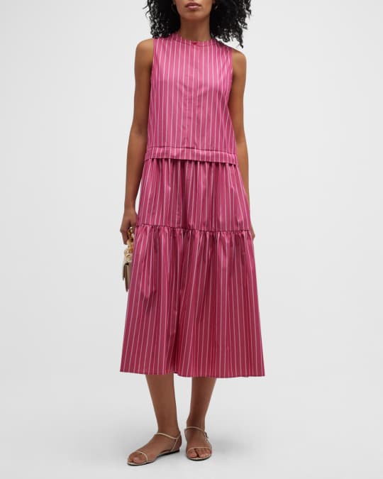 Max Mara Leisure Megaton Sleeveless Striped Cotton Midi Dress | Neiman  Marcus