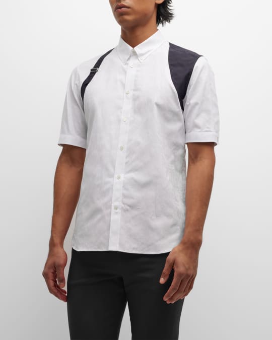 Alexander McQueen Men s Tonal Graffiti Harness Sport Shirt