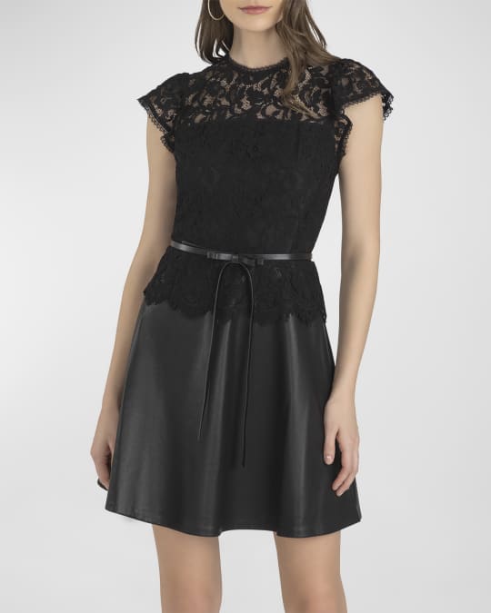 slim fit dress slacks Tommyrot Lace Detail Corset Dress w/ Faux Leather Shoulder Straps in Black M / Black