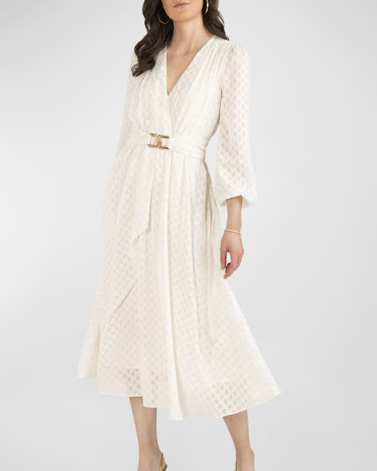 blouson sleeve midi dress Burgundy Warehouse Crinkle Velvet Cutout Blouson Sleeve Midi Dress