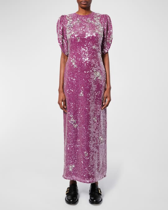 Erdem Floral Crystal Embroidered Sequin Maxi Dress Neiman Marcus