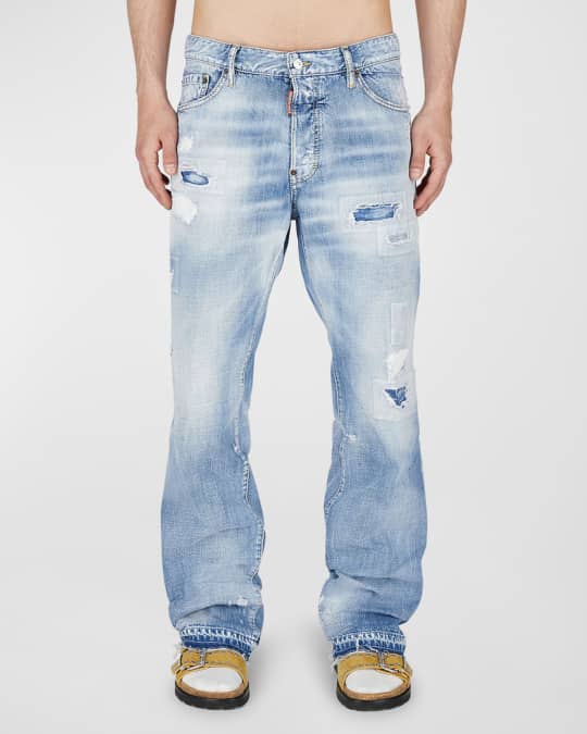 Dsquared2 Men's Roadie Ripped Wide-Leg Jeans | Neiman Marcus