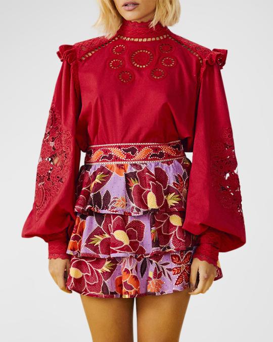 farm rio sweet rio mini dress FARM Rio Sweet Bloom Bouquet Red Sleeveless Mini Dress