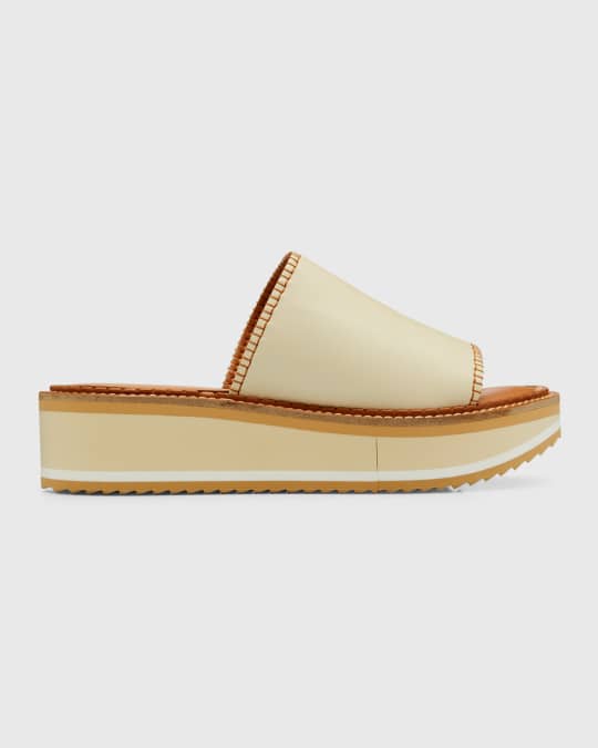 Clergerie Paris Calfskin Platform Slide Sandals Neiman Marcus